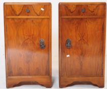 PAIR OF VINTAGE 20TH CENTURY ART DECO WALNUT BEDSIDE CABINETS