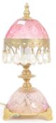 VICTORIAN BOUDOIR STYLE BRASS & GLASS LAMP LIGHT