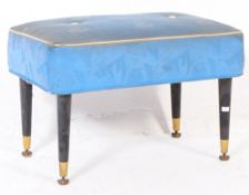 RETRO MID 20TH CENTURY BLUE UPHOLSTERED FOOTSTOOL