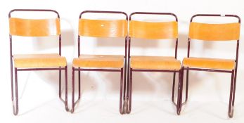 SET OF FOUR VINTAGE 20TH CENTURY SCHOOL STACKING CHAIRS