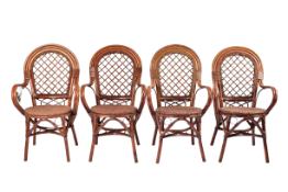 MATCHING SET OF FOUR 20TH CENTURY WICKER AND RATTAN CHAIRS