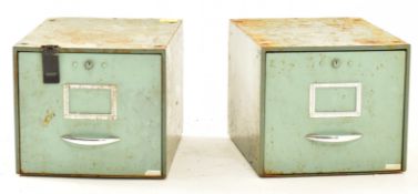 PAIR OF VINTAGE PAINTED METAL FILING STACKING STORAGE CABINETS