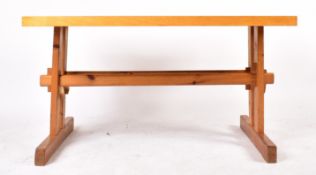 RETRO 20TH CENTURY OAK VENEERED REFECTORY PEDESTAL TABLE