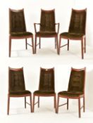 SIX DANISH MID CENTURY 1970S TEAK & UPHOLSTERED DINING CHAIRS