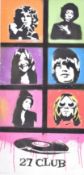 DAVID HUDSON 27 CLUB STENCIL SPRAY PAINTING/ARCYLIC ON BOARD