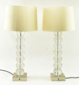 PORTA ROMANA - PAIR OF SPUN CLEAR GLASS DESK LAMPS