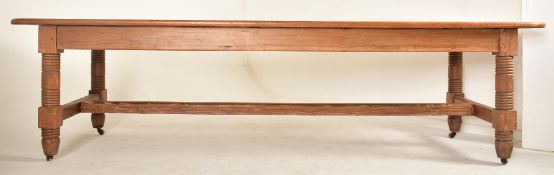 LARGE 20TH CENTURY PINE WOOD REFECTORY DINING TABLE