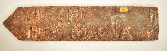 MID 20TH CENTURY CAST IRON DOUBLE SIDED ROAD SIGN