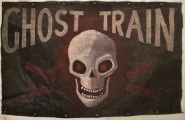 GHOST TRAIN - LARGE PAINTED ON LORRY CANVAS FAIRGROUND SIGN