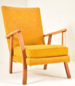VINTAGE BEECH FRAMED EASY LOUNGE ARMCHAIR