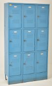 20TH CENTURY NINE SECTION INDUSTRIAL METAL LOCKER CABINET