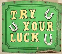 TRY YOUR LUCK - VINTAGE FAIRGROUND HAND PAINTED METAL SIGN