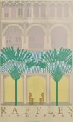 PERRY KING - RAFFLES SINGAPORE 1980S SILKSCREEN POSTER