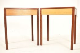 BRITISH MODERN DESIGN - PAIR TEAK OCCASIONAL SIDE TABLES