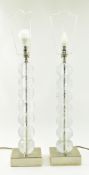 PORTA ROMANA - PAIR OF SPUN CLEAR GLASS DESK LAMPS