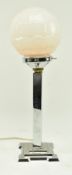 20TH CENTURY ART DECO CHROME AND GLASS TABLE LAMP