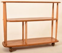 ERCOL - MODEL 361 - MID CENTURY BEECH & ELM TROLLEY BOOKCASE