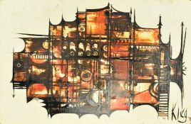 MAUREEN CLEGG (AKA KLEGG) - OIL ON BOARD ABSTRACT PAINTING