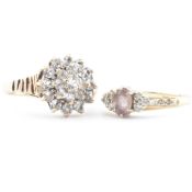 TWO HALLMARKED 9CT GOLD CLUSTER RINGS