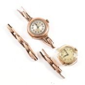 TWO HALLMARKED PART GOLD WRISTWATCHES