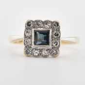 18CT GOLD PLATINUM SAPPHIRE & DIAMON CLUSTER RING