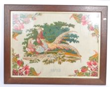 19TH CENTURY VICTORIAN NEEDLEPOINT TAPESTRY SAMPLER