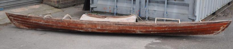 VINTAGE 20TH CENTURY CEDAR WOOD KAYAK CANOE BOAT