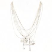 TEN 925 SILVER & CZ & WHITE STONE NECKLACES