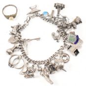 SILVER & WHITE METAL CHARM BRACELET & 800 SILVER RING