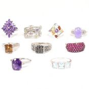 A COLLECTION OF 925 SILVER & GEM SET DRESS RINGS