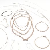 COLLECTION OF 925 SILVER CHAINS NECKLACES & BRACELETS