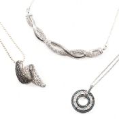 THREE SILVER & DIAMOND NECKLACES