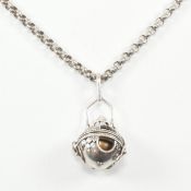 CONTEMPORARY WHITE METAL BELCHER CHAIN & BOLA HARMONY PENDANT