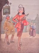 CARTOON OF A LONDON LADY - ORIGINAL ARTWORK