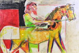 JONATHAN HAGUE PASTEL PAINTING - MIDDLE EASTERN HORSEMAN