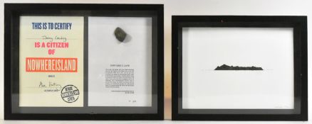 ALEX HARTLEY NOWHERE ISLAND 2012 CERTIFICATE & PIECE