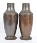 1920S PAIR OF BRASS ART NOUVEAU STYLE VASES BY DAALDEROP