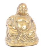 CHINESE EARLY 20TH CENTURY BRASS LAUGHING BUDDHA FIGURE