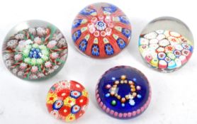 SIX VINTAGE MID CENTURY MURANO STUDIO ART GLASS PAPERWEIGHTS