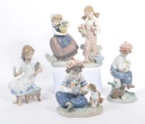 LLADRO - COLLECTION OF FIVE CHILDREN PORCELAIN FIGURES