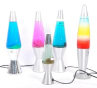 COLLECTION OF FIVE LATER 20TH CENTURY DESK TABLE LAVA LAMPS