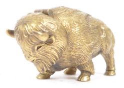 VINTAGE 20TH CENTURY BRASS VESTA CASE OF BISON FORM