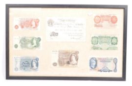 FRAMED AND GLAZED COLLECTION OF 20TH CENTURY BANKNOTES