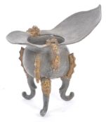20TH CENTURY 1920S CHINESE GILT SPELTER JUE RITUAL WINE VESSEL