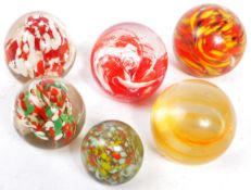 SIX VINTAGE MID CENTURY STUDIO ART GLASS PAPERWEIGHTS