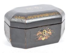 CHINESE 19TH CENTURY LACQUERED & HAND PAINTED TEA CADDY