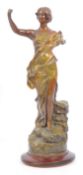 20TH CENTURY GOLD PAINTED BRONZE FEMALE FIGURE