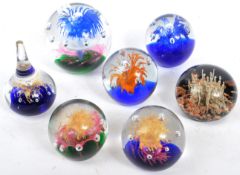 SEVEN VINTAGE MID CENTURY STUDIO ART GLASS PAPERWEIGHTS