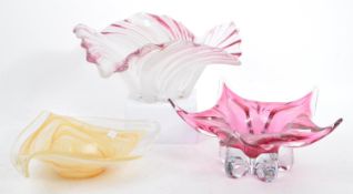 THREE STUDIO ART GLASS CENTREPIECES - HOSPODKA CHRIBSKA MIKASA