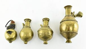 FOUR ASHANTI GHANAIAN BRASS POWDER FLASK VIALS